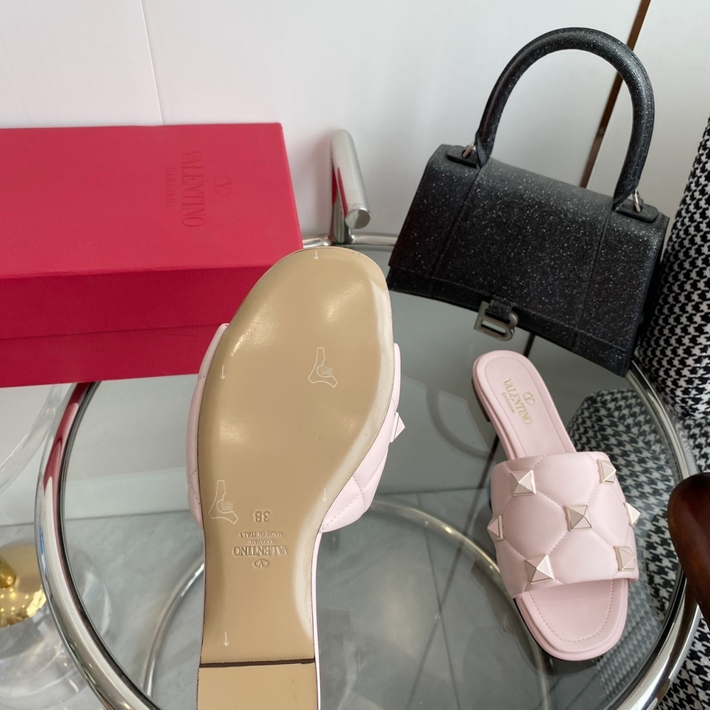 Valentino Flat Roman Stud Slide Sandal