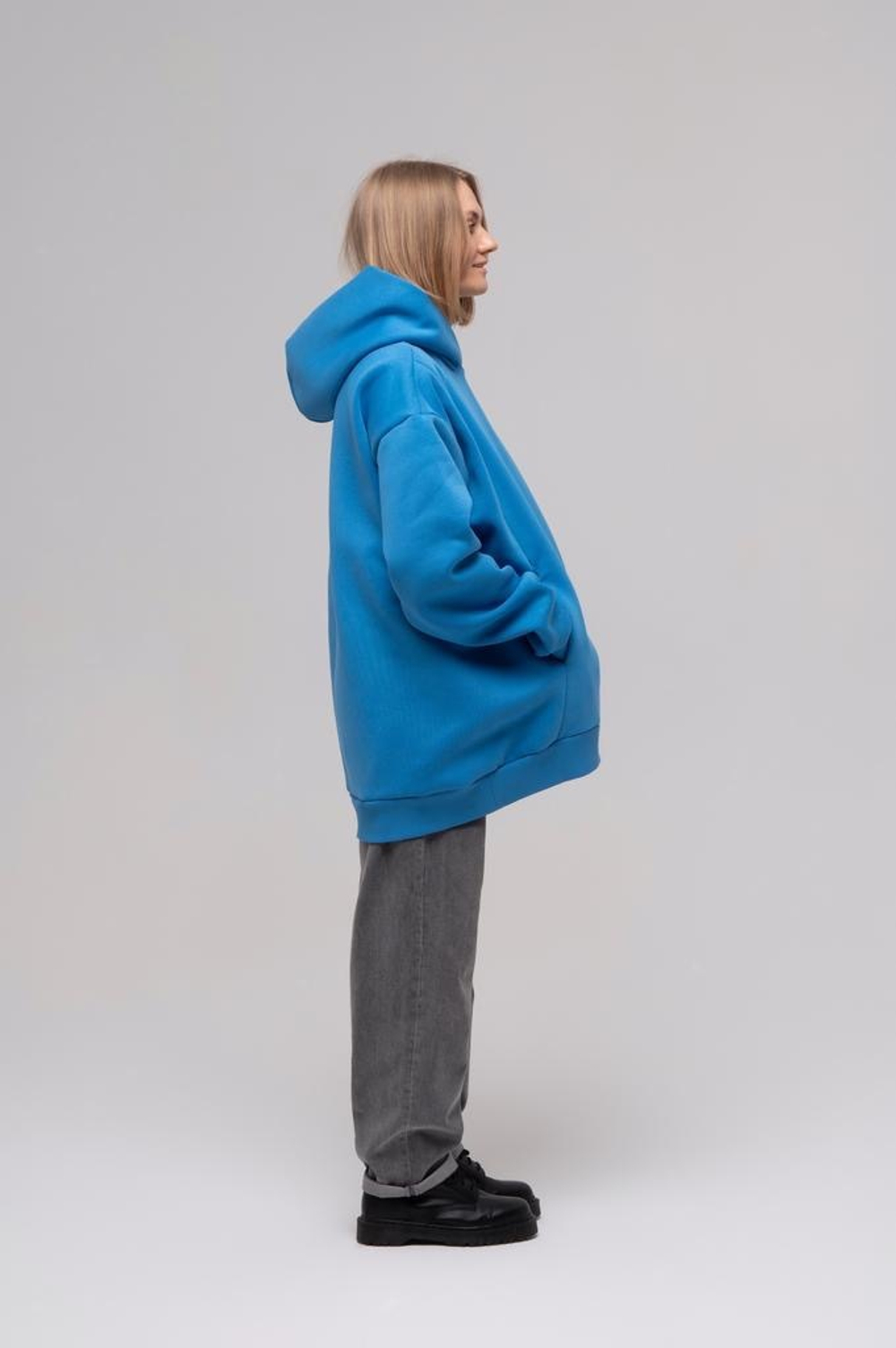Свитшот oversize с капюшоном, Синий