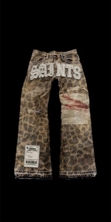 LEOPARD PUNK PATCHWORK JEANS