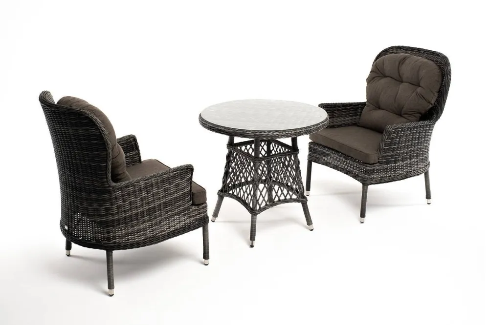 "Алиса" кофейный комплект из искусственного ротанга, цвет графит