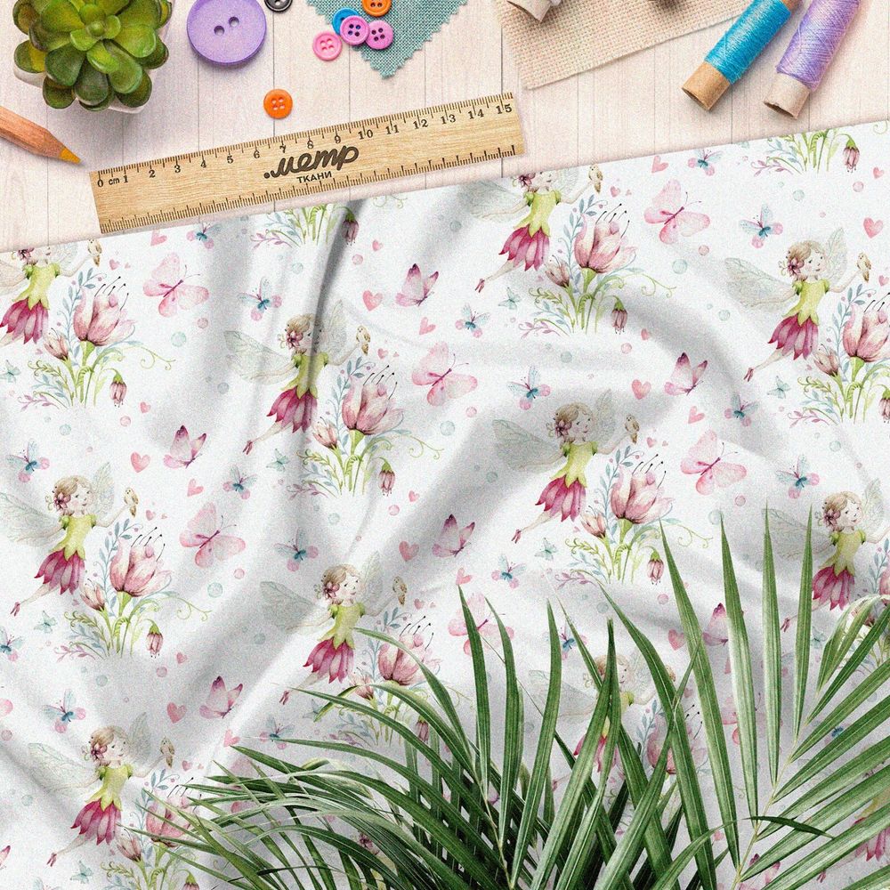Ткань барби фея в цветочках