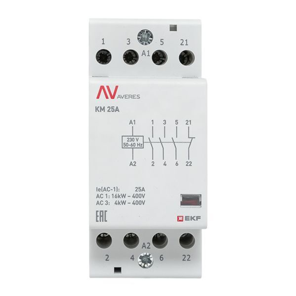 Контактор модульный EKF km-av-2-25-31-230V