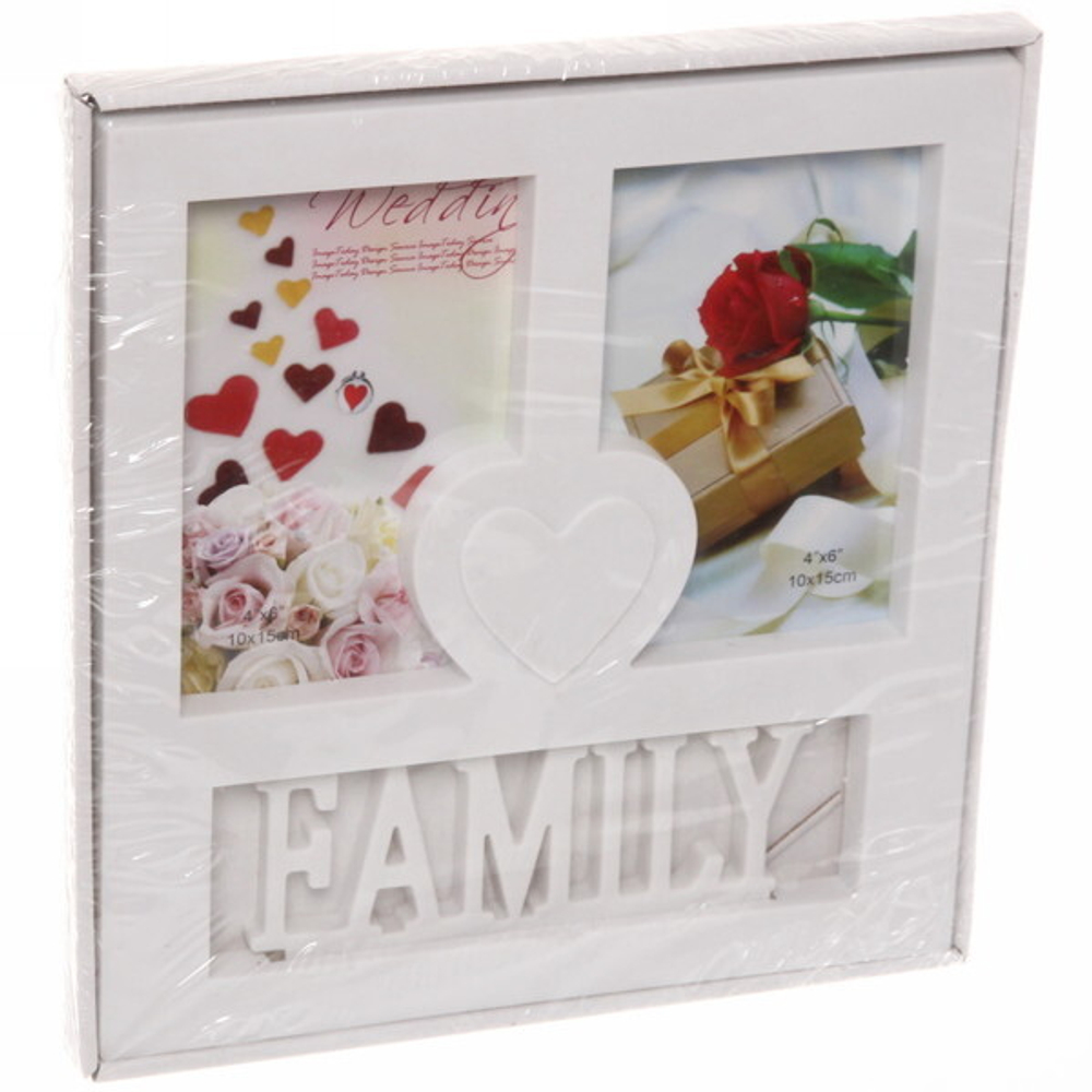 Фоторамка-коллаж 25*27см «Семья», цвет белый, на 2 фото, пластик
