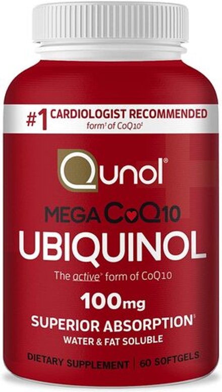 Qunol, Убихинол, Mega CoQ10 Ubiquinol 100 mg, 60 капсул