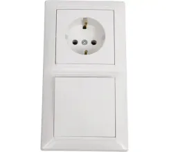 Выключатель Bylectrica 1-клавишный + розетка з/к СТИЛЬ В-РЦ-691 белый 39868