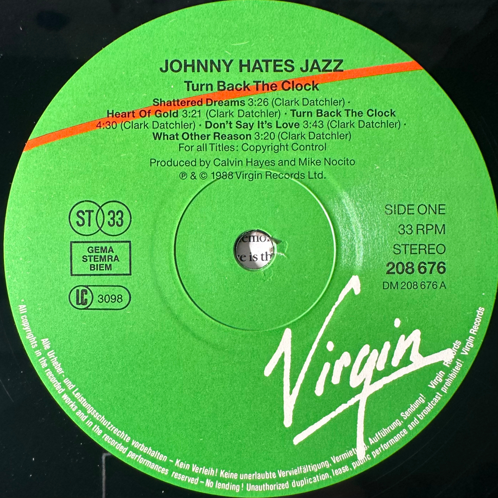 Johnny Hates Jazz - Turn Back The Clock (Европа 1988г.)