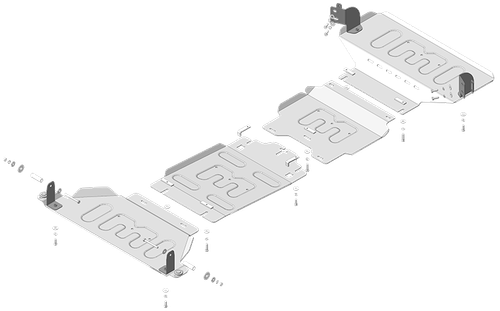 Защита картера Двигателя, Переднего дифференциала, КПП, Радиатора, Разд. коробки. 5 мм, Алюминий. для Dodge Ram 1500 2018-н.в. MOTODOR.32909