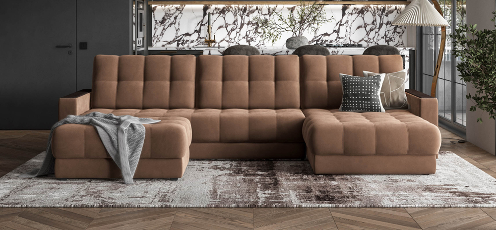 Угловой диван Босс Макс Велюр Монолит мокко