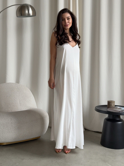 Сарафан хлопковый, длинный, на бретелях, с v-вырезом