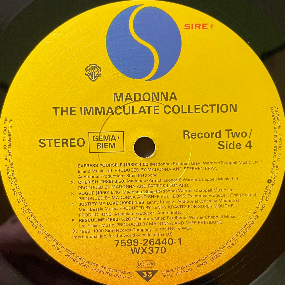 Madonna - The Immaculate Collection 2LP (Германия 1990г.)