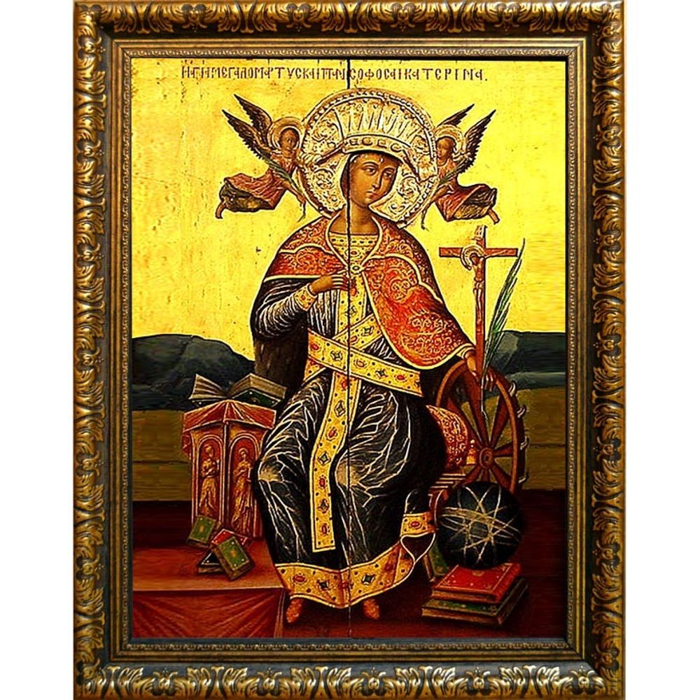Святая Екатерина Александрийская. Копия старинной иконы на холсте.