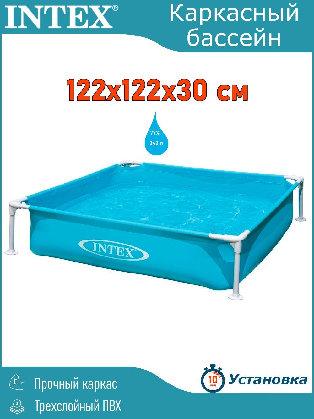 Детский каркасный бассейн Intex Mini Frame 122см*122см*30см от 2 лет 57173NP