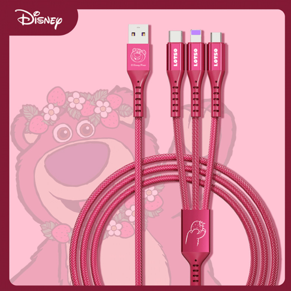 Тройной кабель для зарядки "Disney", Lotso