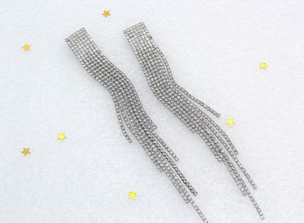 Серьги Вечерние 15см, со стразами