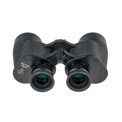 Бинокль Б-8 7x40, вид спереди, зеленые линзы окуляра