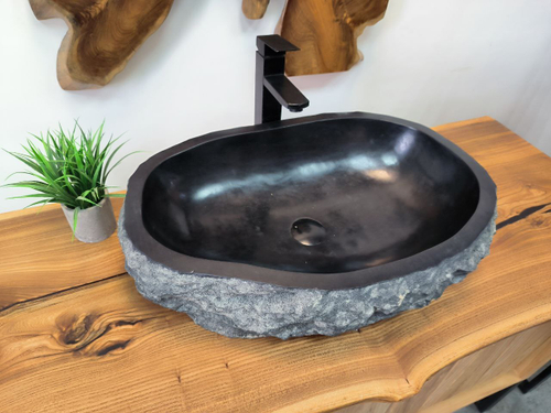 Раковина из андезита Erozy Black EA-65659 60х40х15 из натурального камня