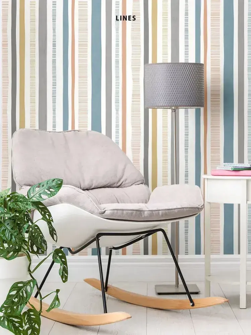 Обои флизелиновые, полоса серо-голубая, метровые, для спальни, для коридора, Lines