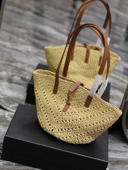 Saint Laurent Panier Small in Raffia