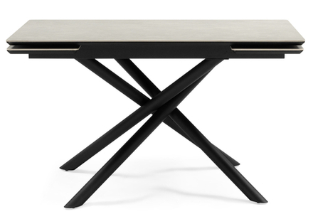 Керамический стол Woodville Мэриан 140 (200) х 80 carmen light grey, черный