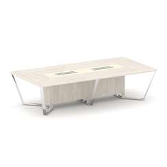 Steel Meet Стол переговорный прямоугольный MMK-PR.B.SP-12 Денвер Светлый/Ваниль Глянец/Нержавеющая С