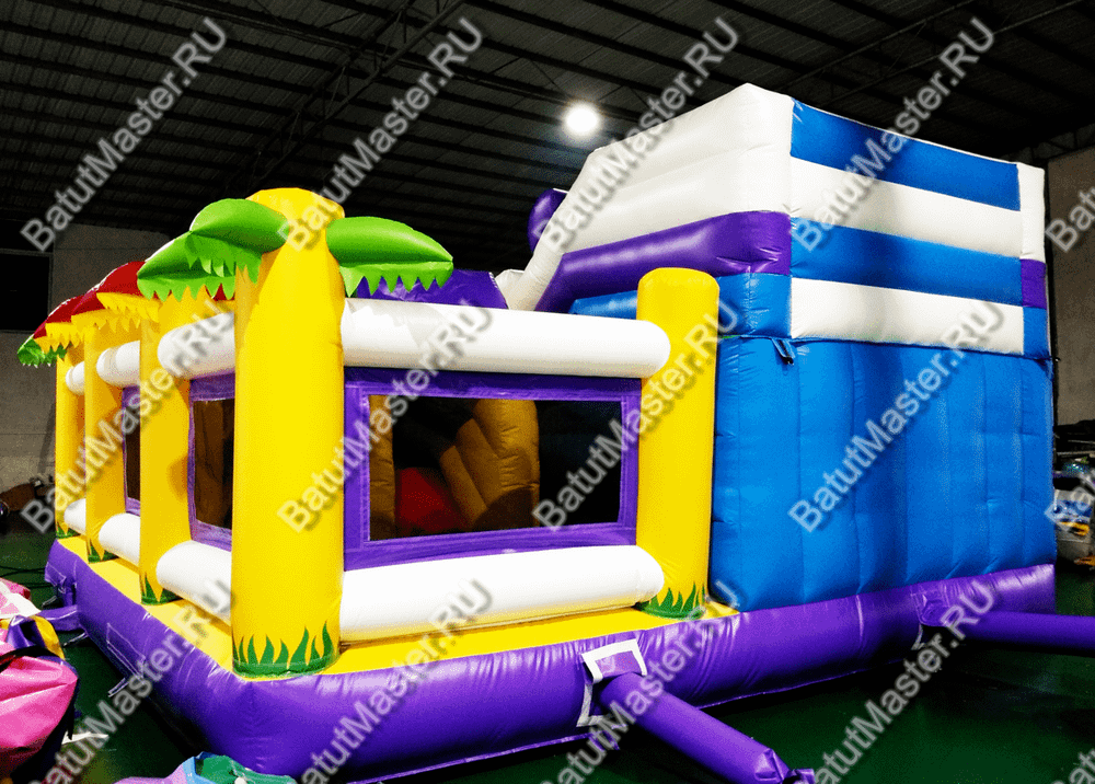 Коммерческий батут "Белый клык" с механизированной головой, размер 6*6*3,5 м