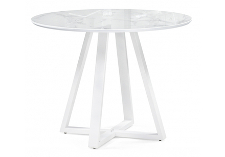Стол стеклянный Woodville Норфолк 100 белый мрамор, белый