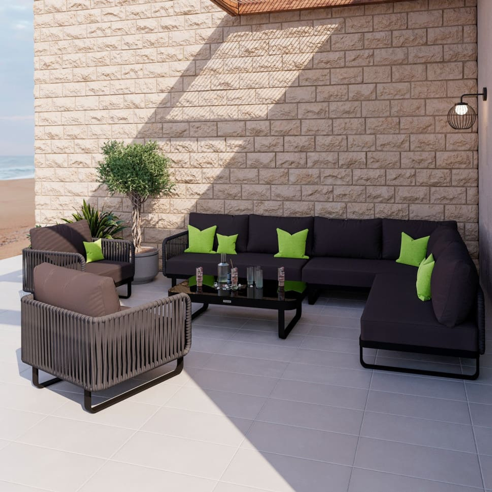 Лаунж зона угловая Ideal Patio БЕЛЛИСА модульная антрацит - каркас карбон