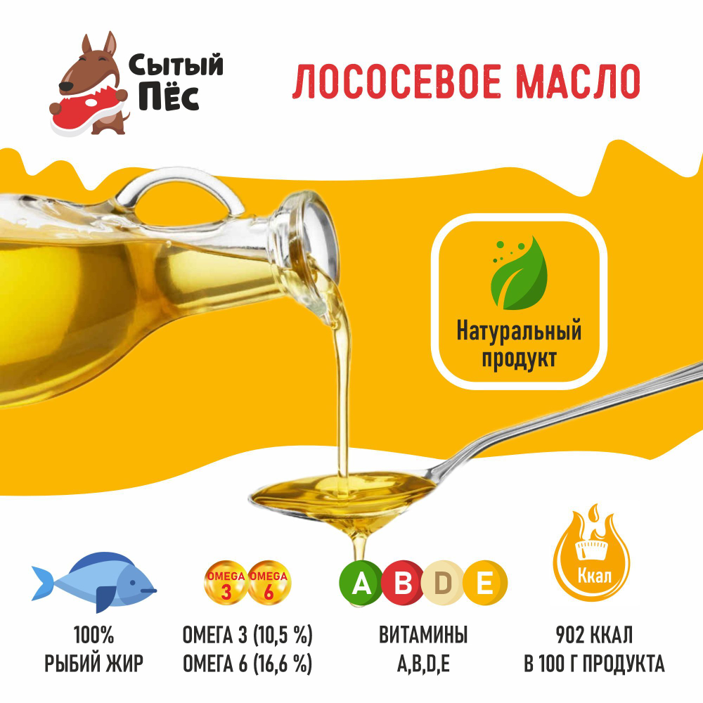 Олонецкий рыбий жир лососевый 1 литр - ветеринарный рыбий жир для животных, для собак, кошек, кур несушек, коров - 100% лососевое масло