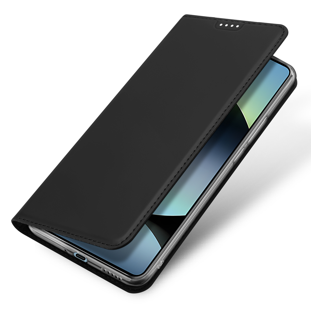 Чехол книжка из PU кожи черного цвета от Dux Ducis для Xiaomi Redmi Note 14S, серия Skin Pro Series Case