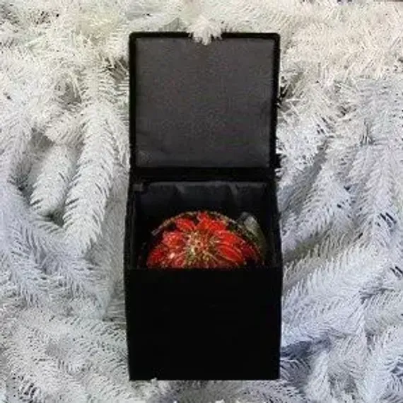 Коробка упаковочная для шаров, черная, бархат снаружи, диметром 8,5 см. (BF1465)