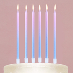 Свечи для торта розово/голубой градиент 13 см (6 шт/уп)