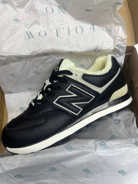 Кроссовки New Balance 574 Leather Black с мехом