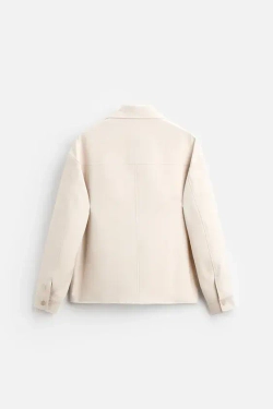 ZARA КУРТКА-РУБАШКА BOXY FIT, ЭКРЮ