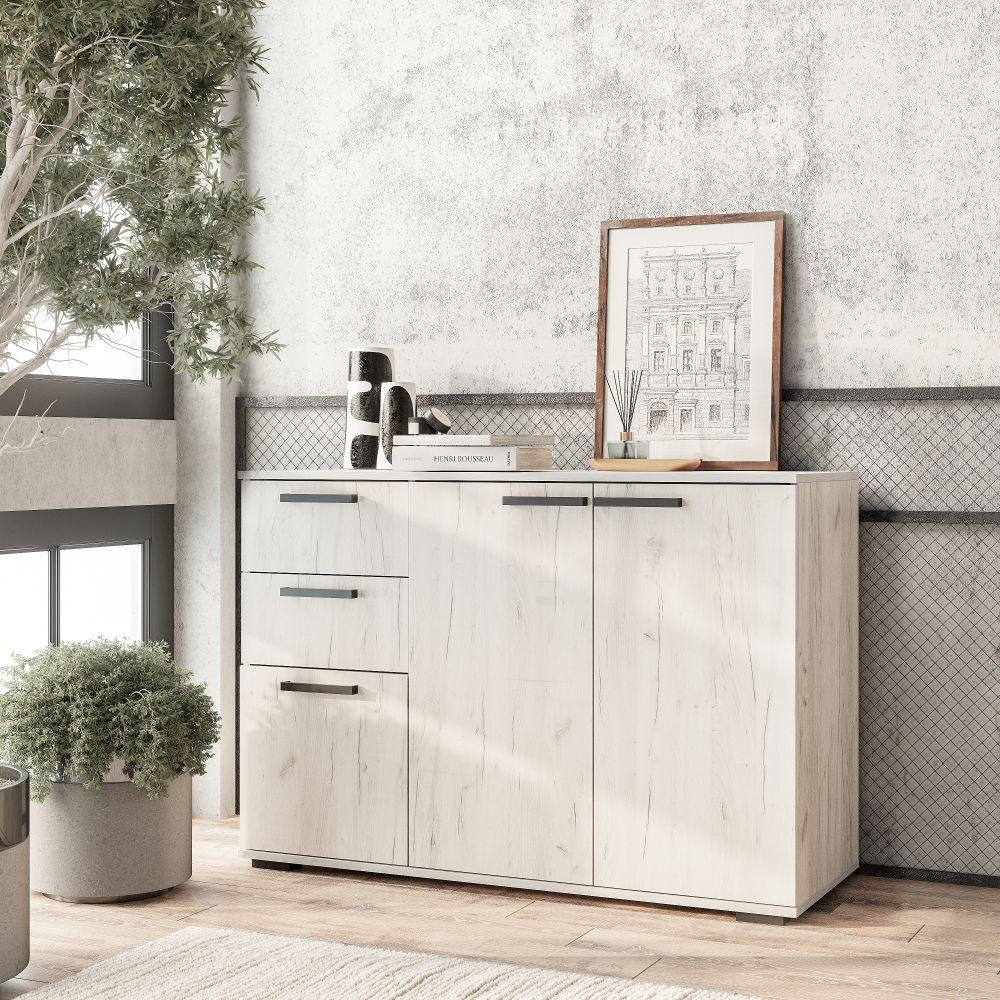 Комод Стандарт 3 дуб крафт белый