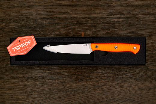 Нож кухонный MOYO Аппарель шеф 175мм, сталь AR-RPM9, рукоять G10-extra оранжевый