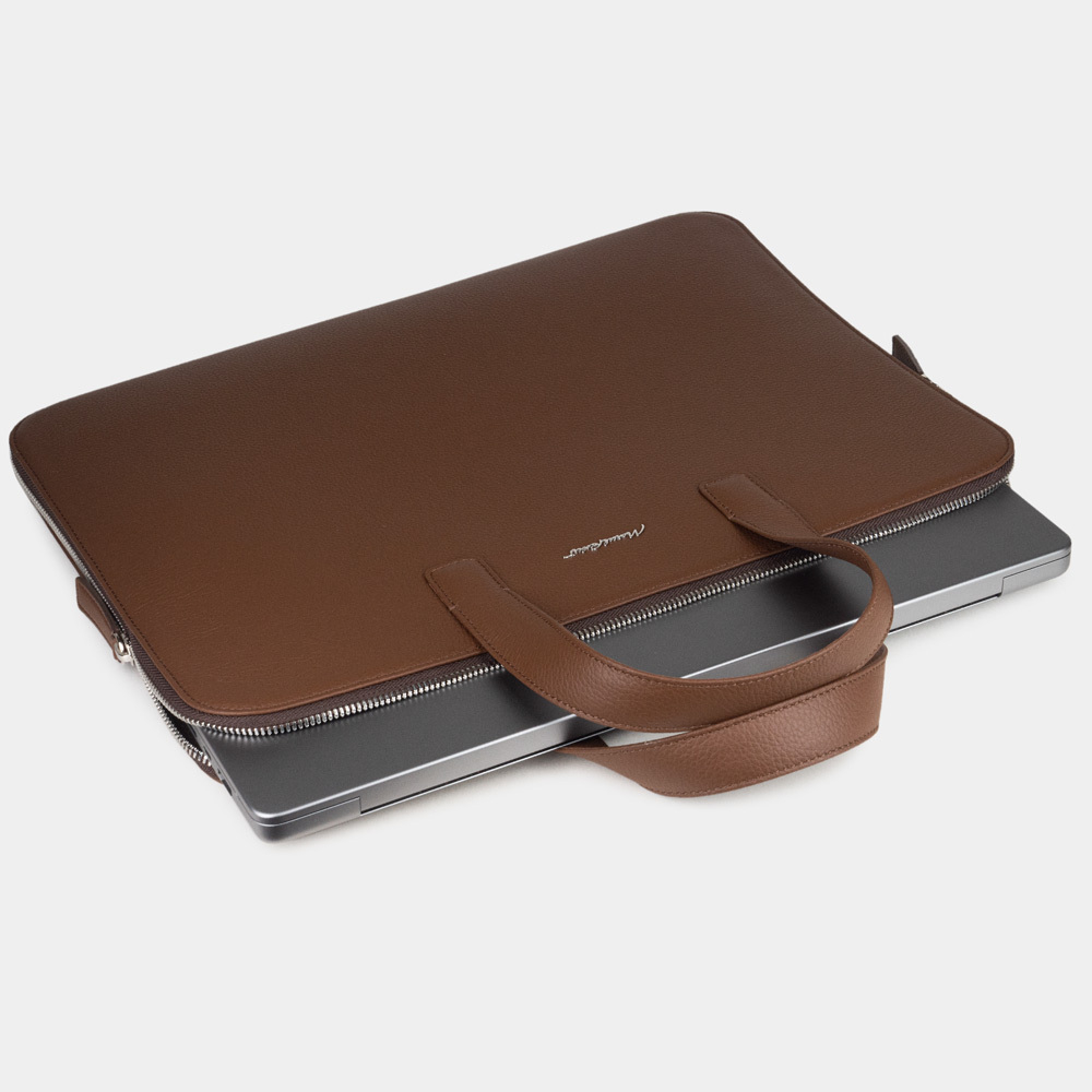 Сумка для MacBook Pro 16 - 17 из кожи теленка, цвета шоколад