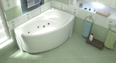 Ванна акриловая BAS Флорида правая 1600х880 с гидромассажем и каркасом