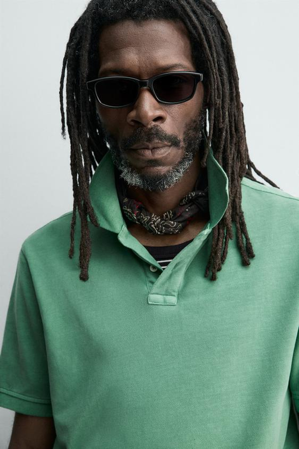 ZARA X AARON LEVINE ПОЛО ПИКЕ С ЭФФЕКТОМ ПОТЕРТОСТИ, ЗЕЛЕНЫЙ