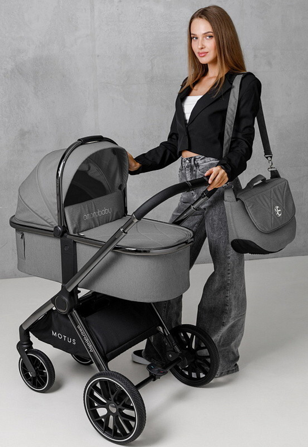 Детская коляска AmaroBaby Motus 3 в 1 серый