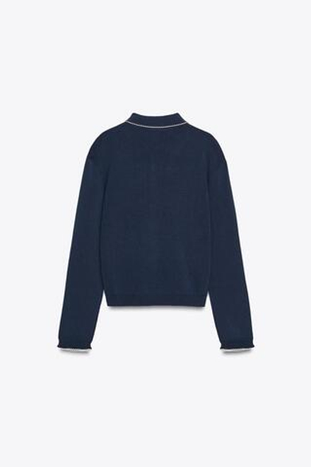 ZARA ВЯЗАНЫЙ КАРДИГАН С КРУГЛЫМ ВОРОТНИКОМ, МОРСКОЙ СИНИЙ