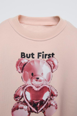 ZARA ТОЛСТОВКА С ПРИНТОМ, РОЗОВЫЙ