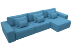 Диван угловой Лига-074 угол универсальный РОГОЖКА Амур 10 голубой