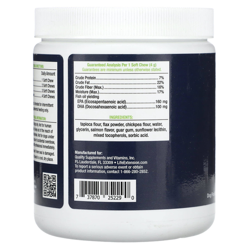 Life Extension, , для собак, для кожи и шерсти, лосось, 90 жевательных таблеток, 360 г (12,7 унции)