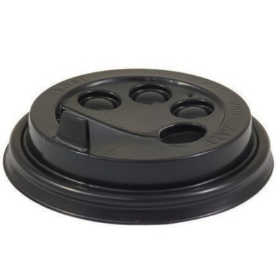 Крышка для стакана (d-80 мм) кнопки ЧЕРНАЯ ПолиЭР (100/1000 шт.)