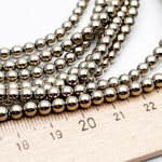 Гематит Шар бусины (имитация), цвет золотистый, размер около 4 мм, цена за отрезок 19 см (1/2 нити)
