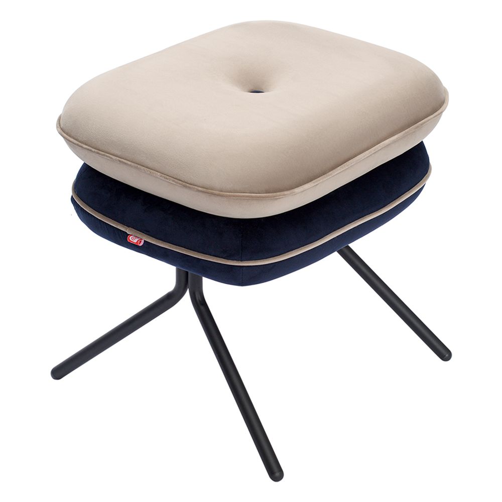 Пуф Pea, велюр, бежевый/темно-синий