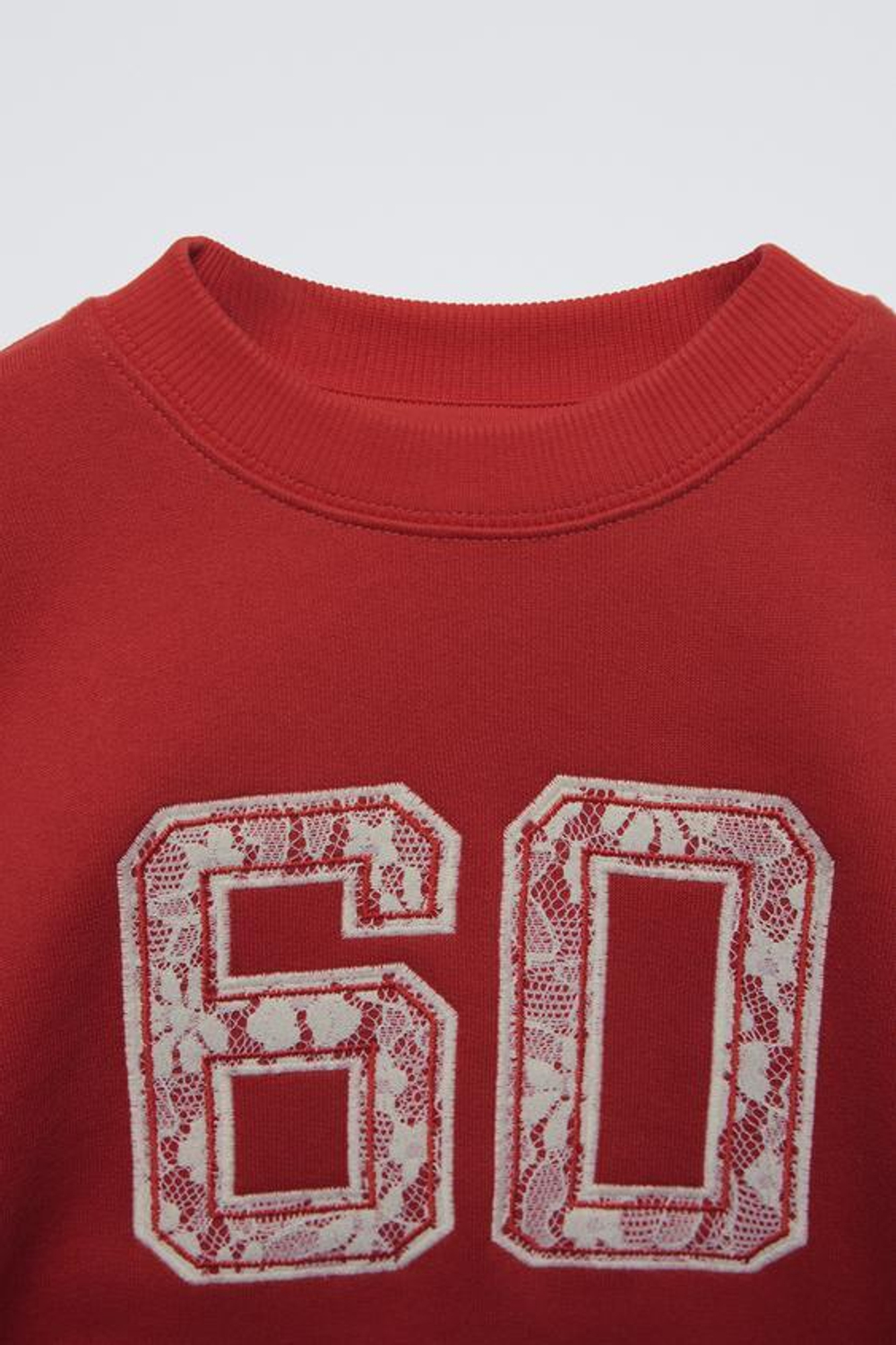 ZARA ТОЛСТОВКА С КРУЖЕВОМ, КРАСНЫЙ