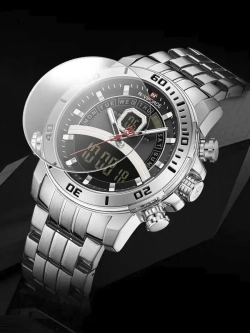 Часы наручные кварцевые NAVIFORCE на металлическом браслете, серебристый W8730-01