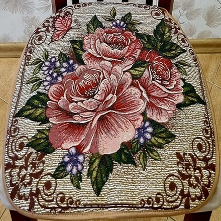 Сиденье из гобелена на стул "ДВ. ТРИ ПИОНА", размер 43*43см, Россия.