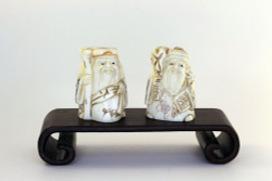 Сет нэцкэ Дзюродзин и Фукурокудзю на подставке